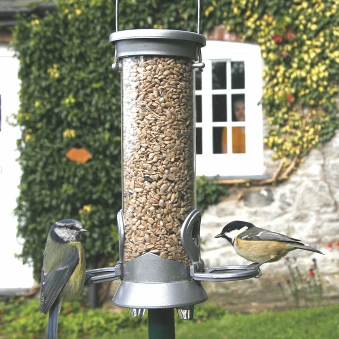 Silver Defender 2 Port Metal Seed Feeder - Image 2